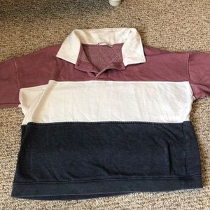 Pink white and blue polo long sleeve